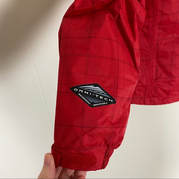Columbia Titanium Omni-Tech Red Rain Jacket Plaid - Picture 6 of 9